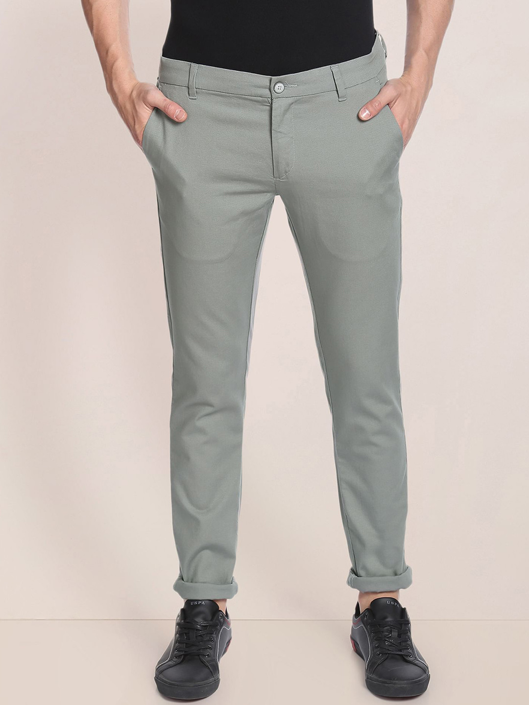 Buy U.S. Polo Assn. Men Regular Fit Mid Rise Chinos - Trousers for Men ...