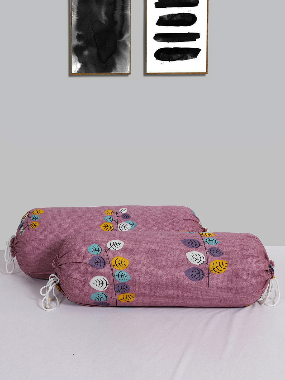 Buy Kuber Industries Pink & Blue 6 Pcs Printed Cotton Bolster Covers