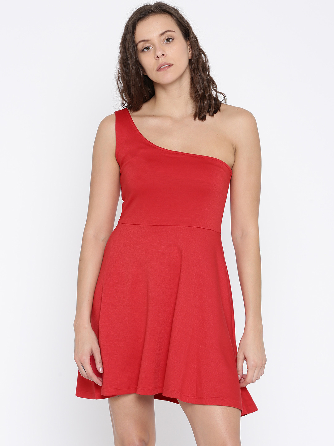 Buy Ginger By Lifestyle Women Red Solid Fit & Flare Dress Dresses for