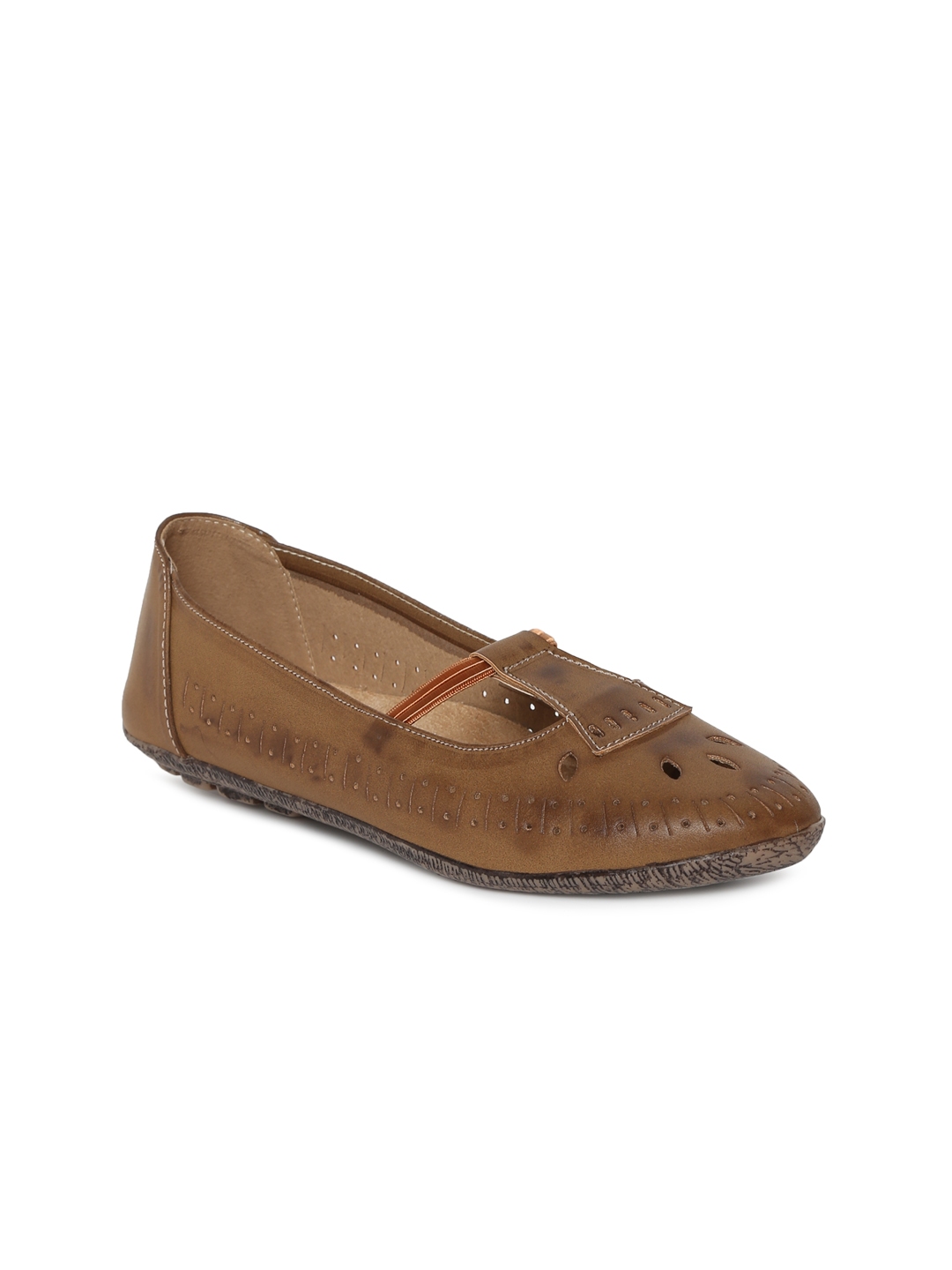 brown leather ballerina flat shoes