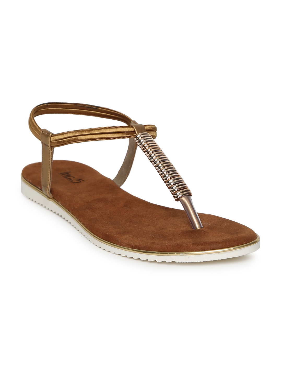 gold t strap flats