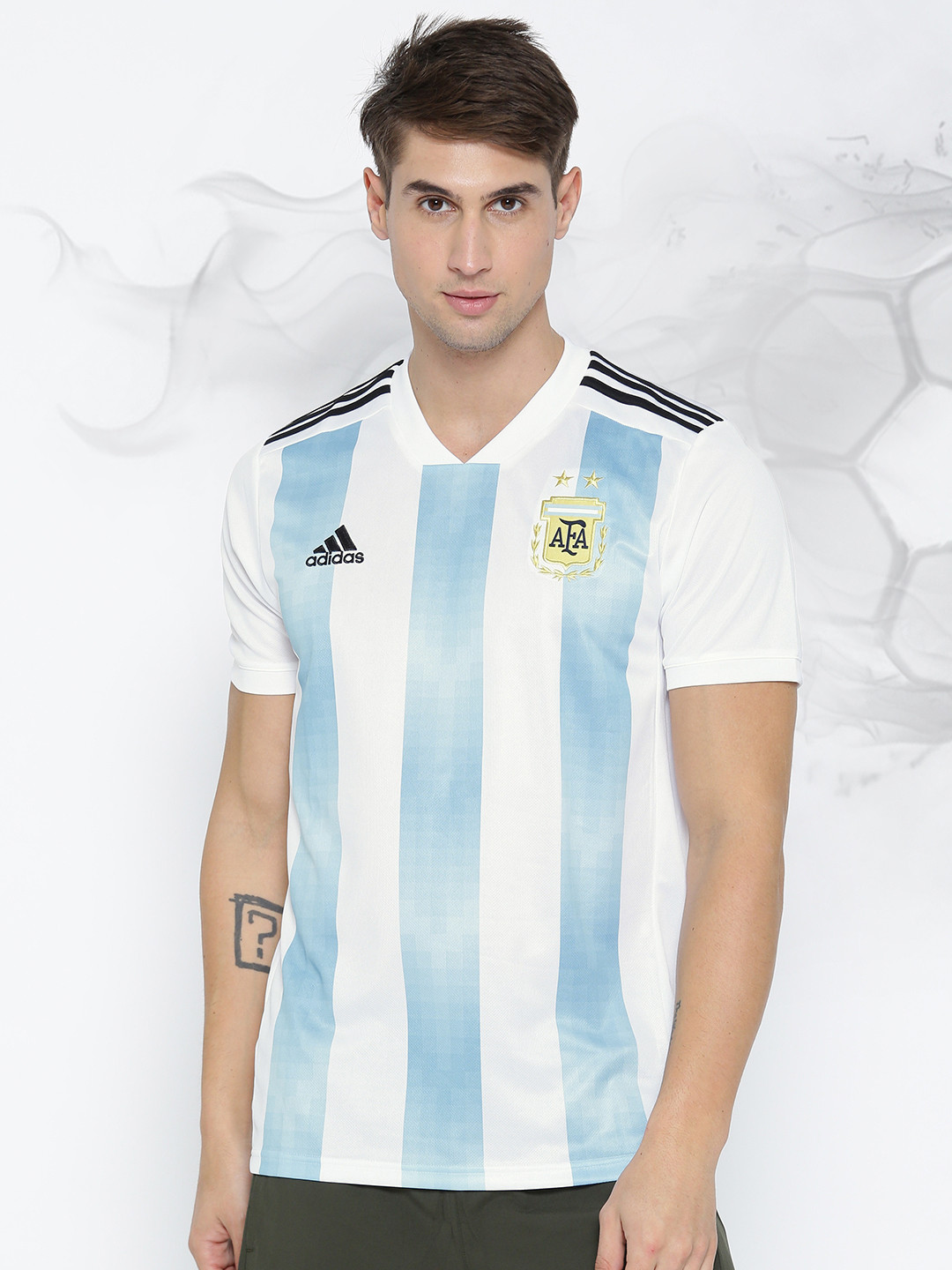 Buy ADIDAS Men White & Blue Argentina Stadium Home ...