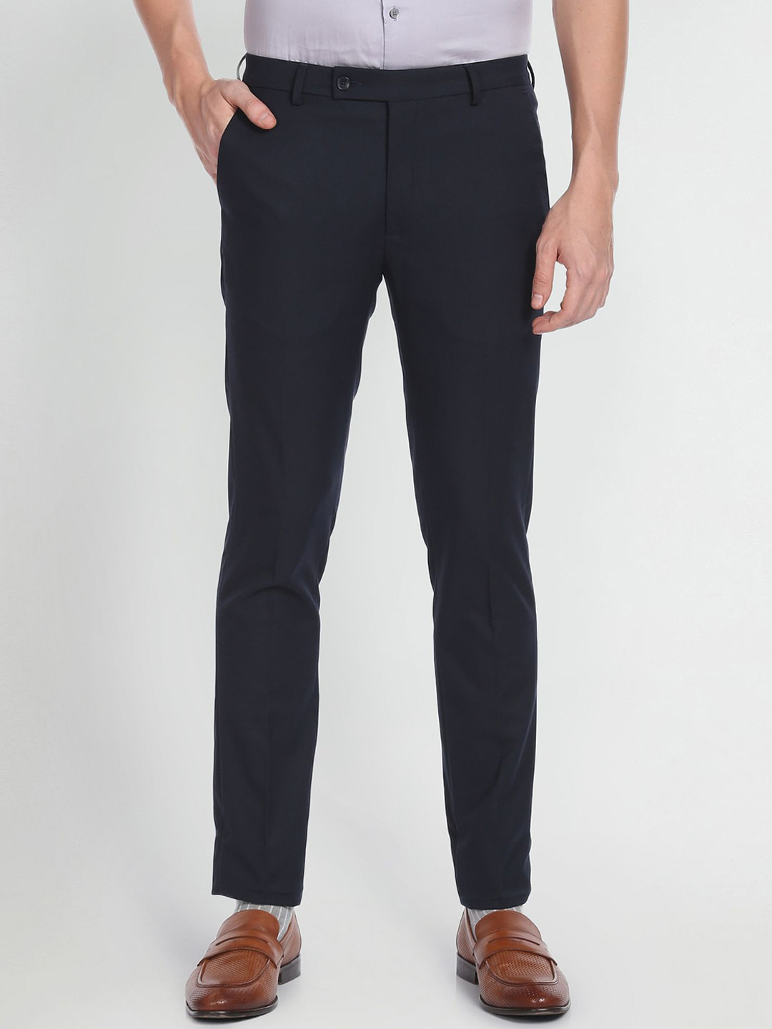 Buy Arrow Men Super Slim Dobby Formal Trousers - Trousers for Men ...