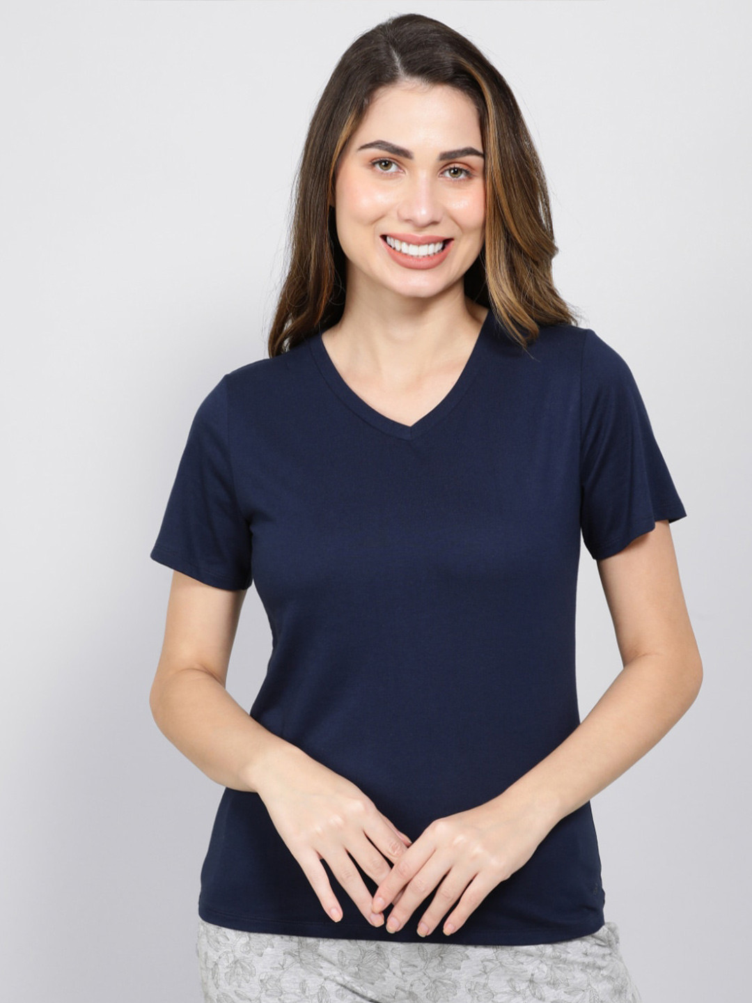 Buy Jockey V Neck Short Sleeves Relaxed Fit T Shirt Tshirts for Women