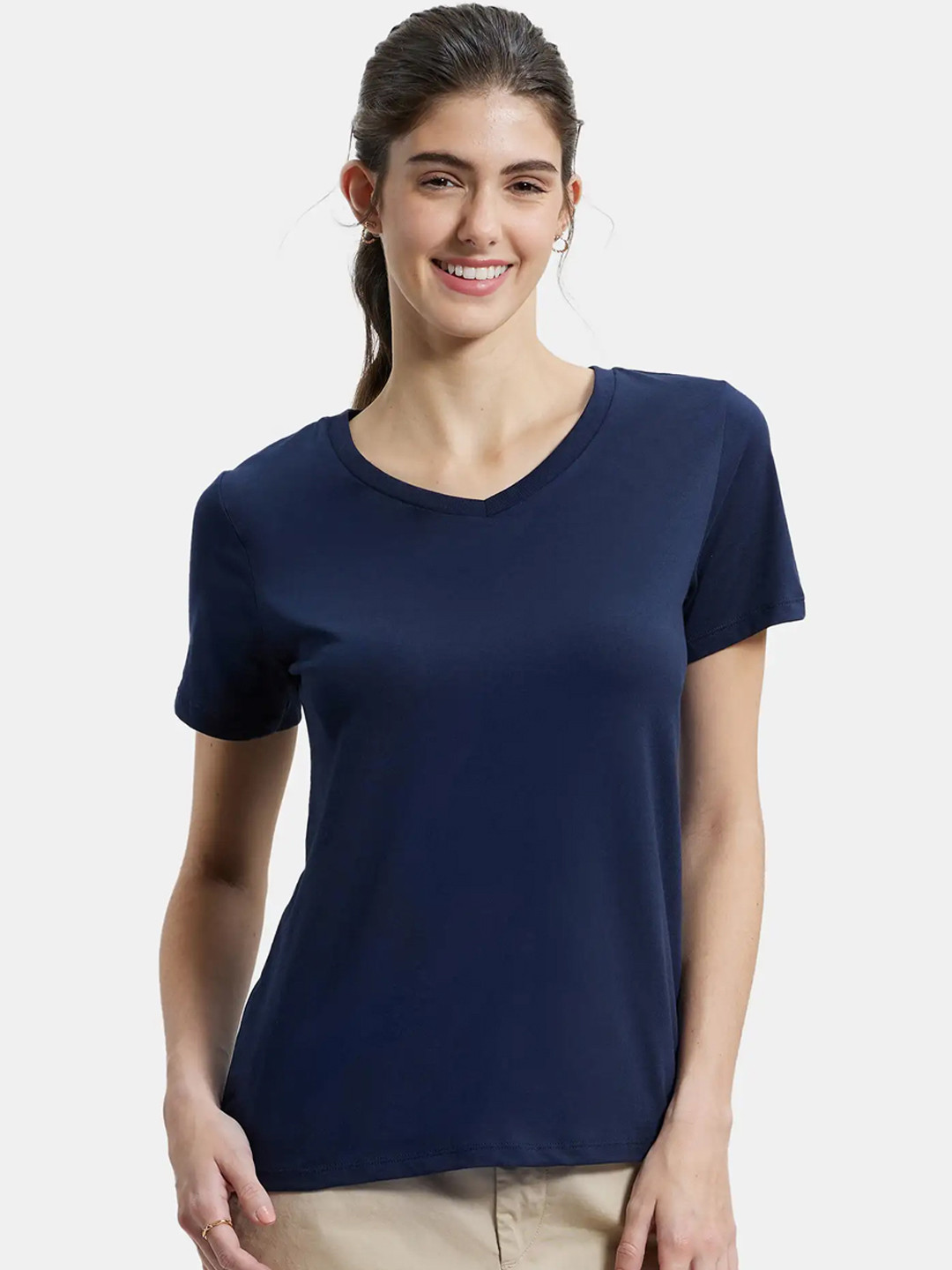 Buy Jockey Cotton Rich Relaxed Fit Solid V Neck T Shirt Tshirts for