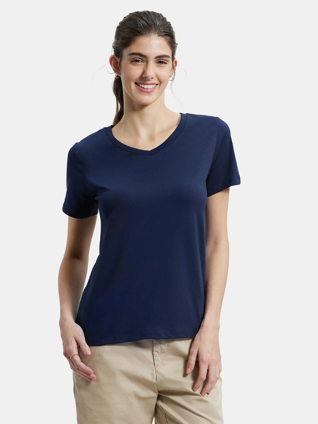 Buy Jockey Cotton Rich Relaxed Fit Solid V Neck T Shirt Tshirts for