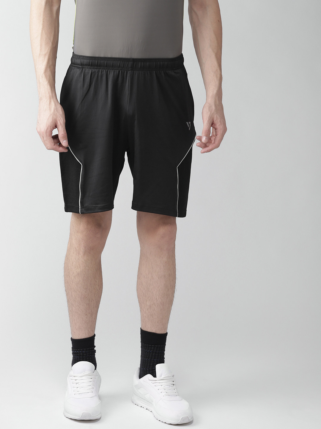 Buy SEVEN By MS Dhoni Men Black Rector Solid Regular Fit Sports Shorts