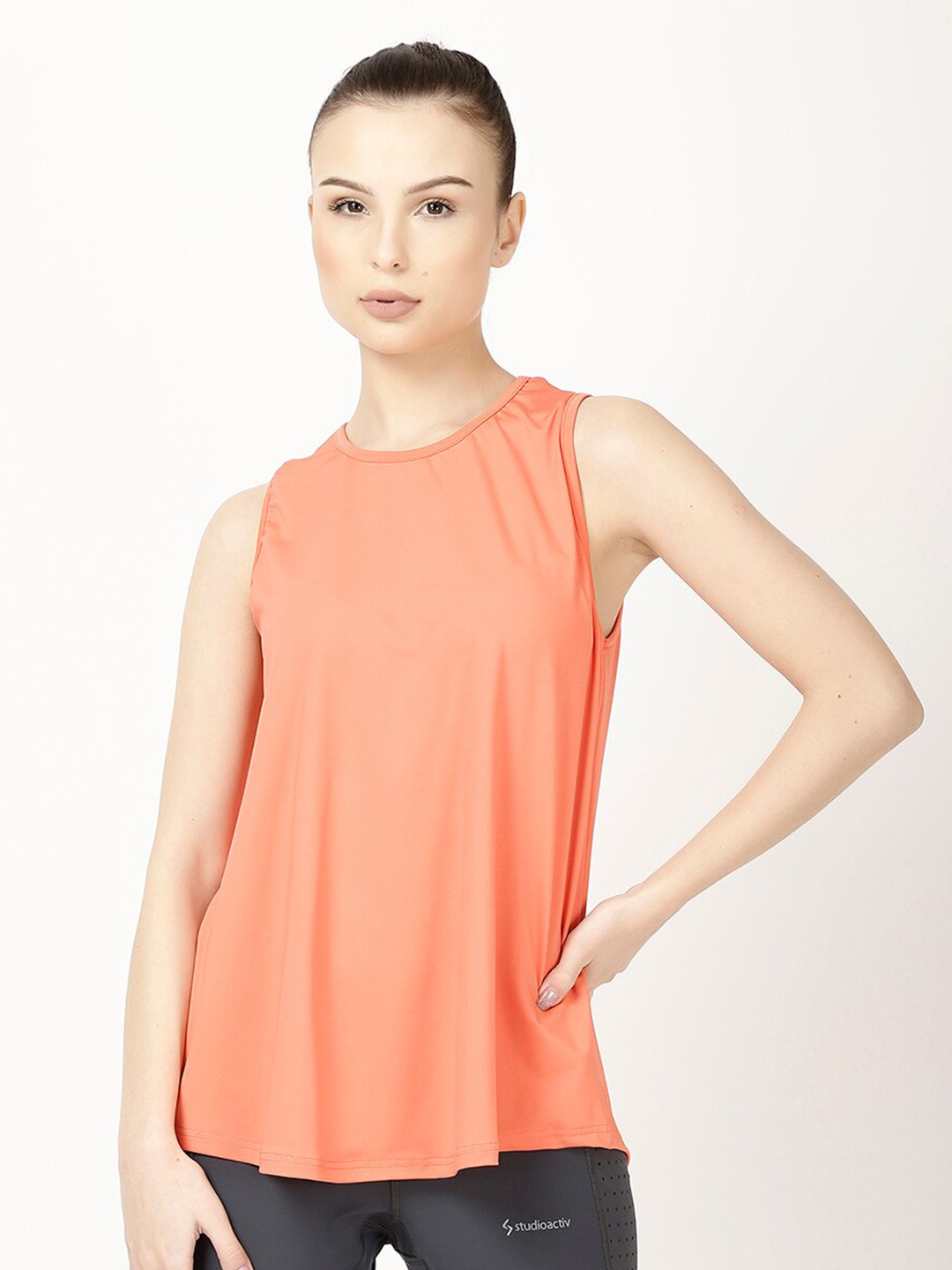 Buy STUDIOACTIV Back Slit Sleeveless Sports T Shirt Tshirts for Women