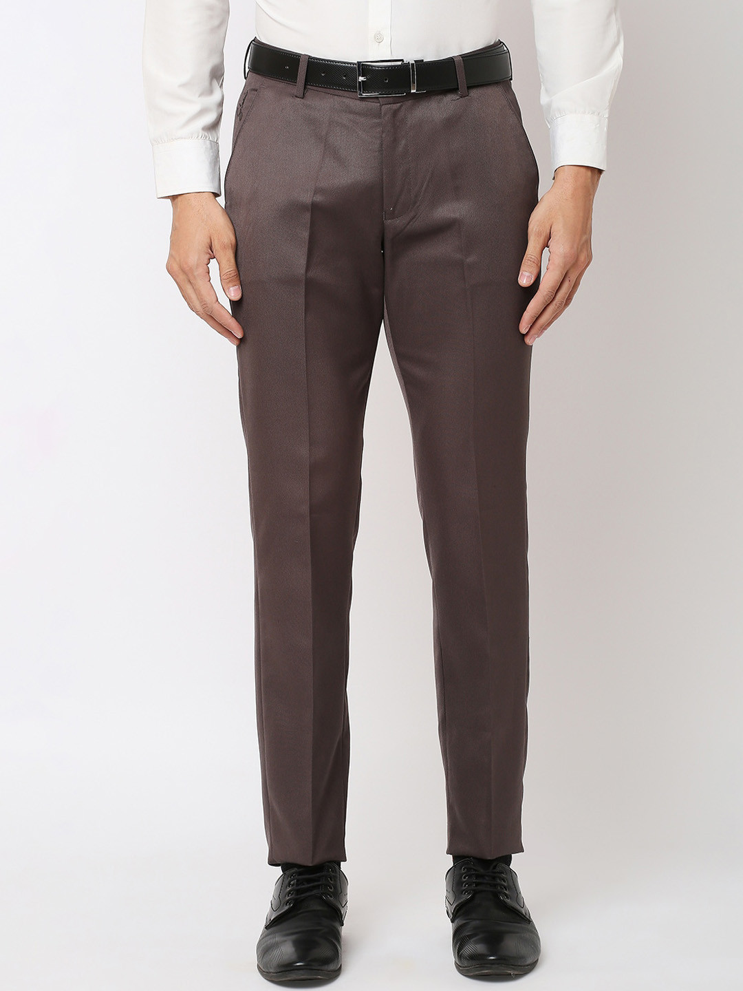 Buy Solemio Men Slim Fit Easy Wash Formal Trousers - Trousers for Men ...