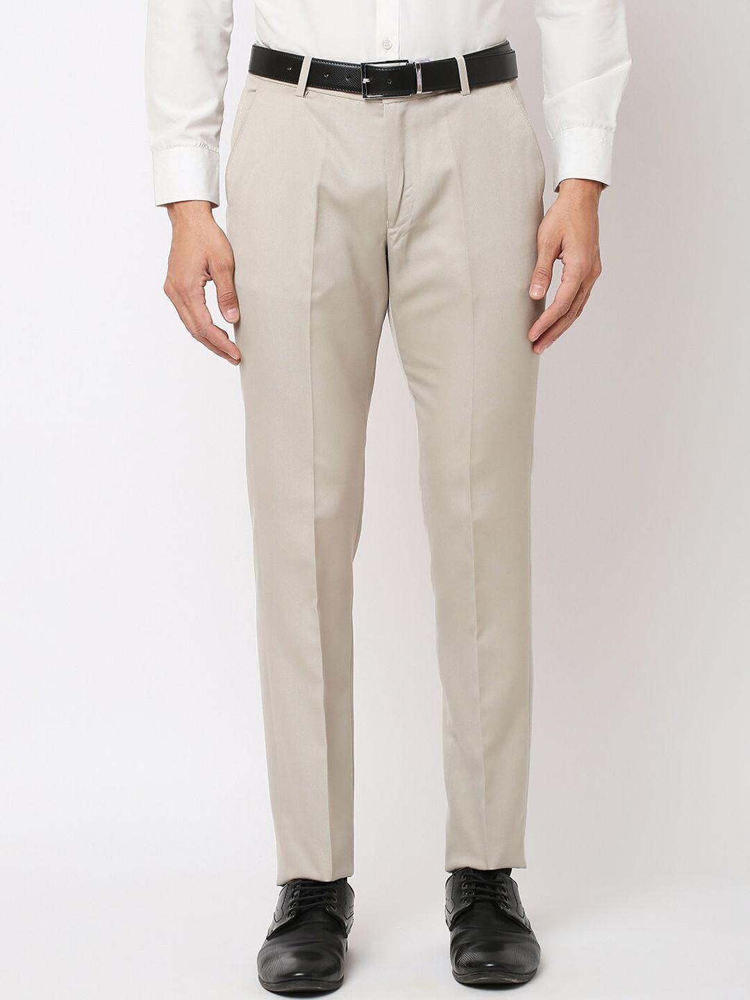 Buy Solemio Men Slim Fit Easy Wash Mid Rise Formal Trousers - Trousers ...