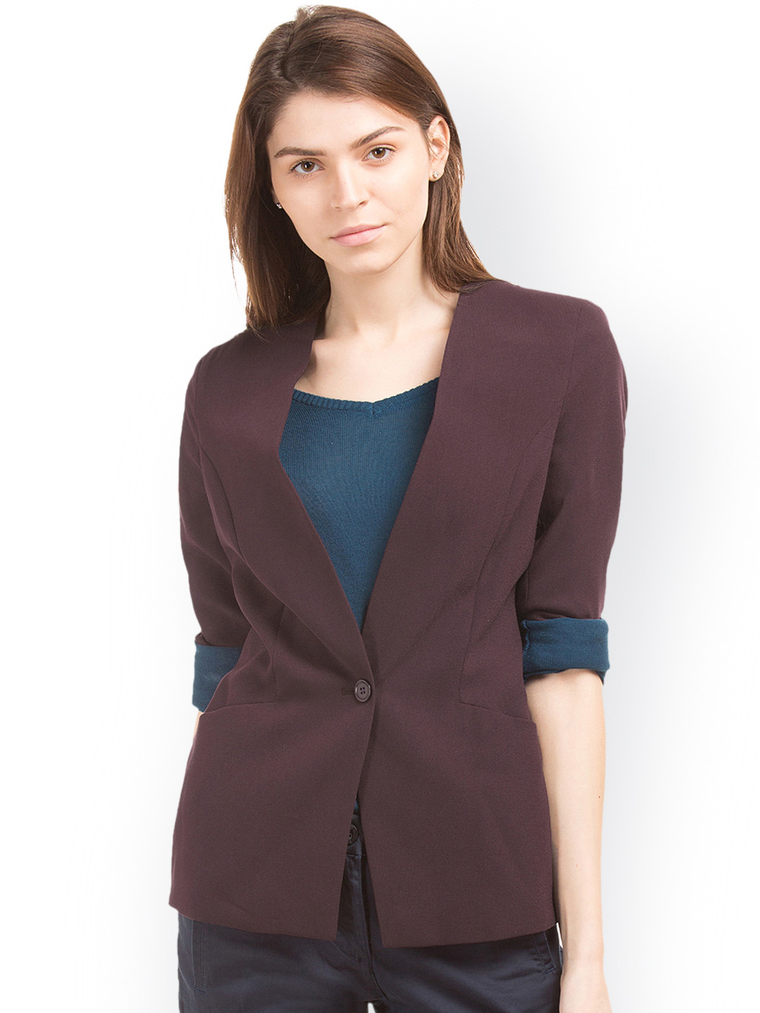 Buy Arrow Woman Brown Solid Single Breasted Casual Blazer Blazers for Women 2237342 Myntra