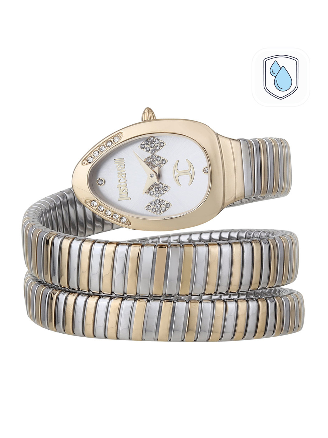Just Cavalli Vezzoso Green Dial Gold Steel Strap Watch for Women - JC1L230M0045