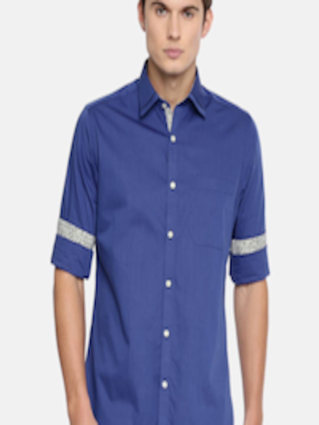 Buy Raymond Men Blue Slim Fit Solid Semiformal Shirt - Shirts for Men ...