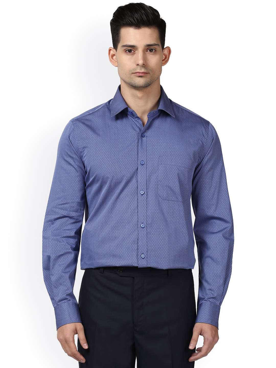 Buy Raymond Men Blue Regular Fit Printed Formal Shirt - Shirts for Men ...