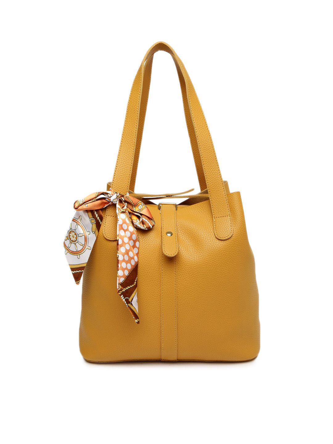 Buy Mast & Harbour Mustard Yellow Solid Tote Bag With Pouch & Scarf