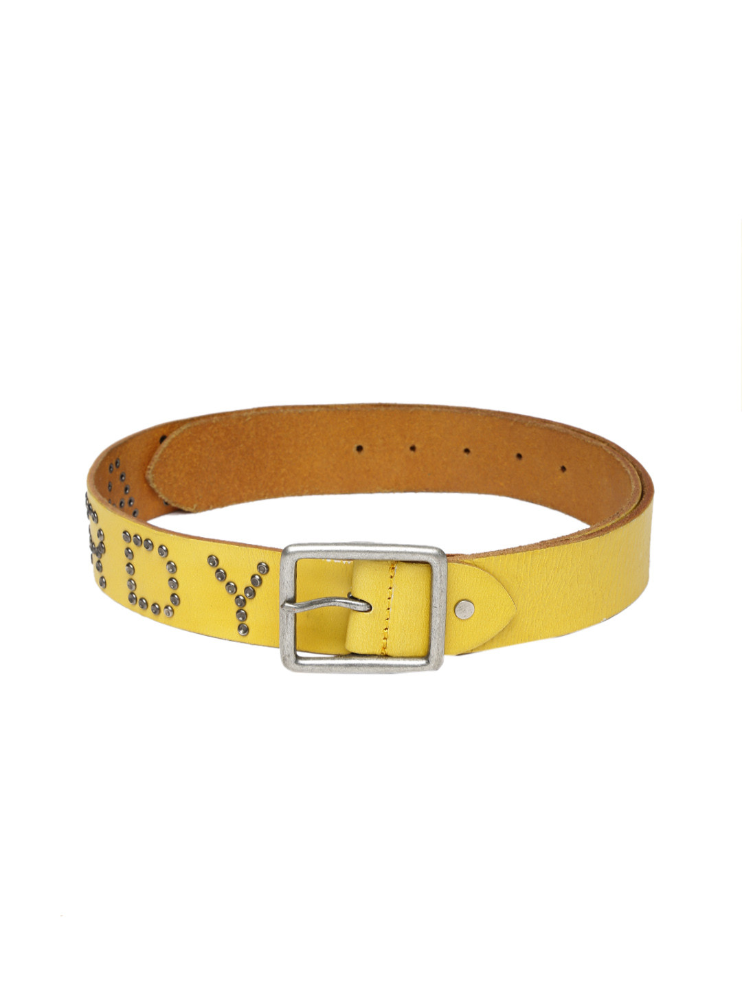 Buy Ed Hardy Men Yellow Studded Leather Belt Belts for Men 2238728