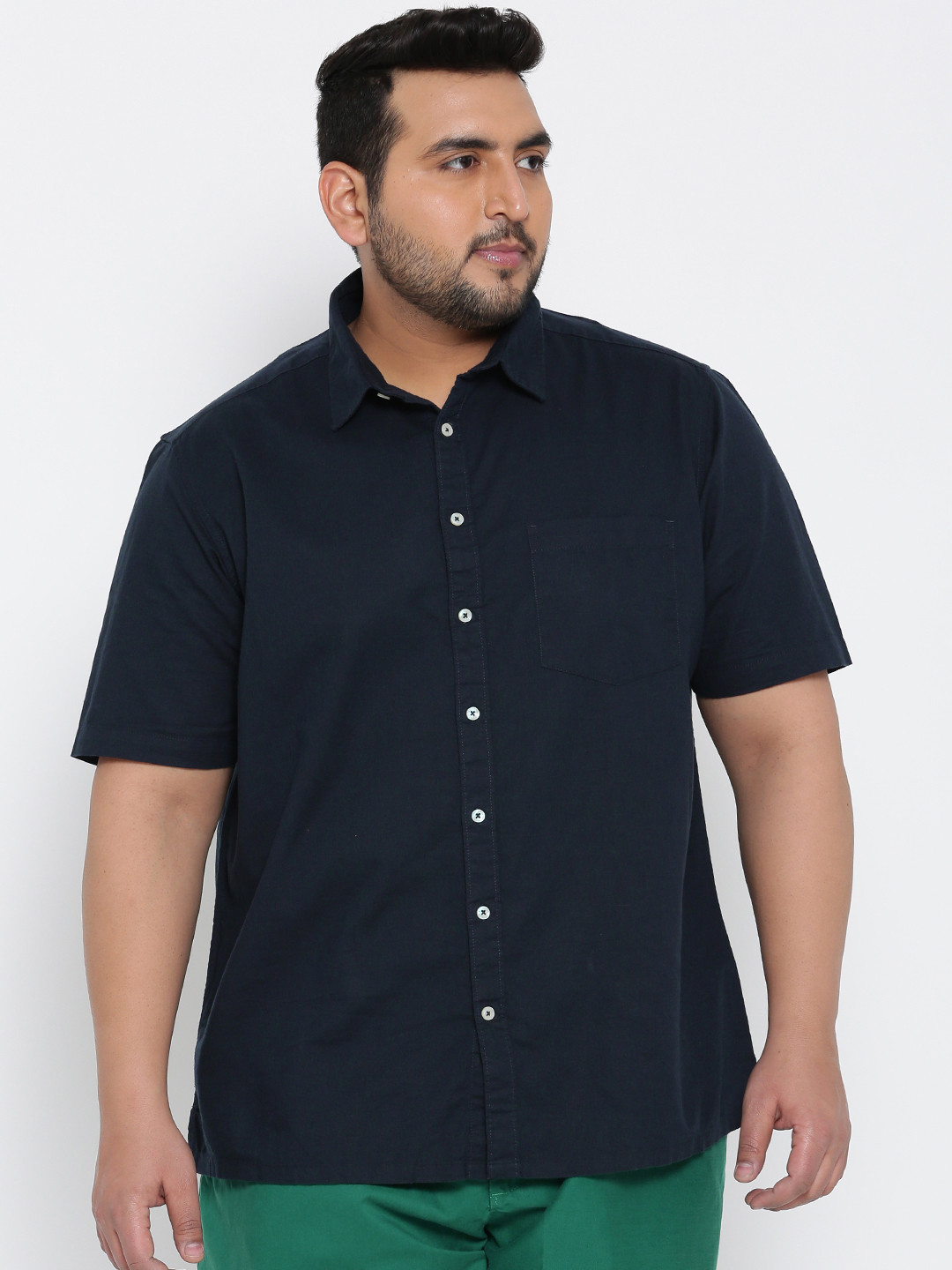 Buy ALL Plus Size Men Navy Solid Casual Shirt Shirts for Men 2239748