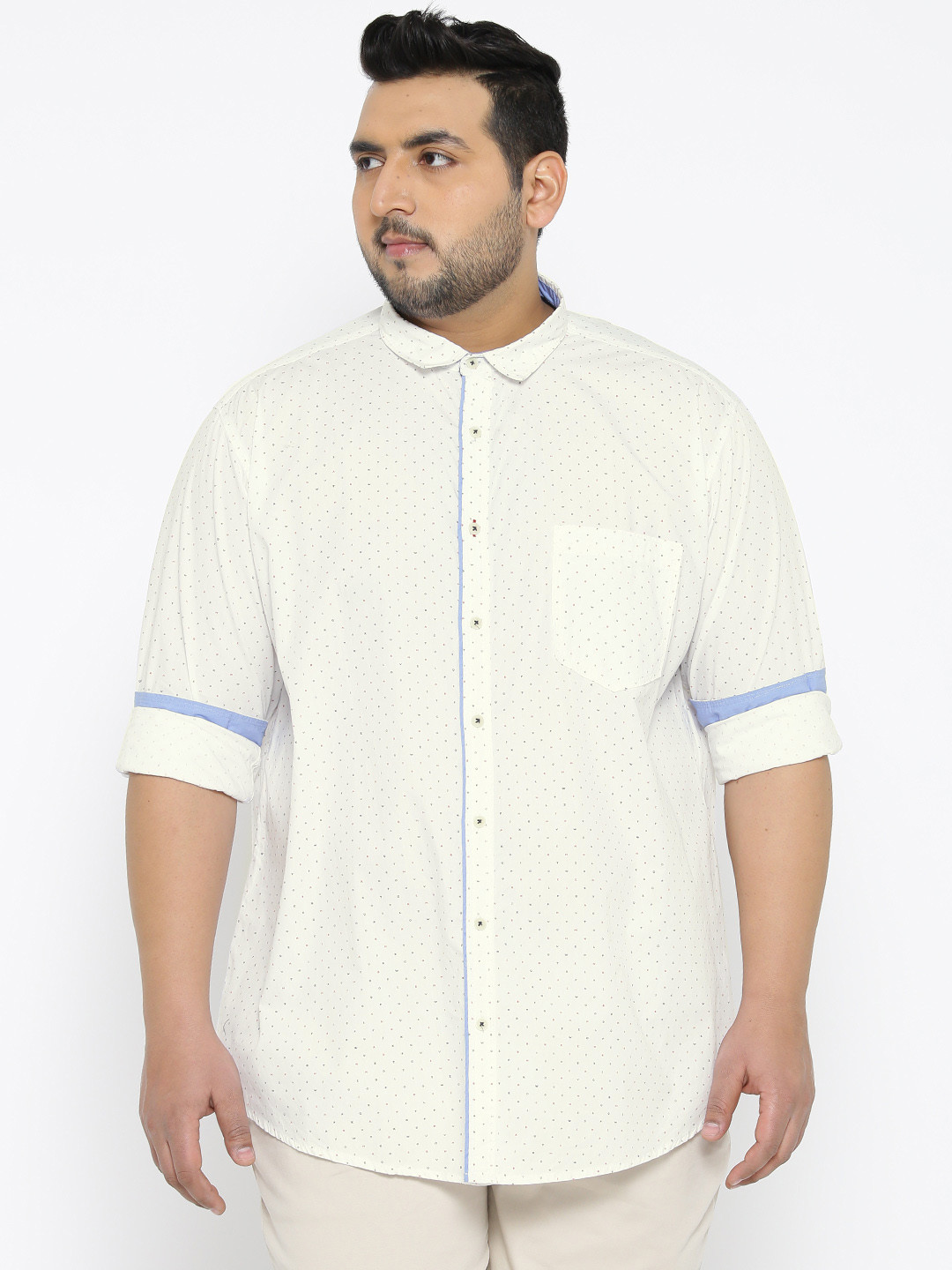 Buy ALL Plus Size Men White Regular Fit Printed Casual Shirt Shirts