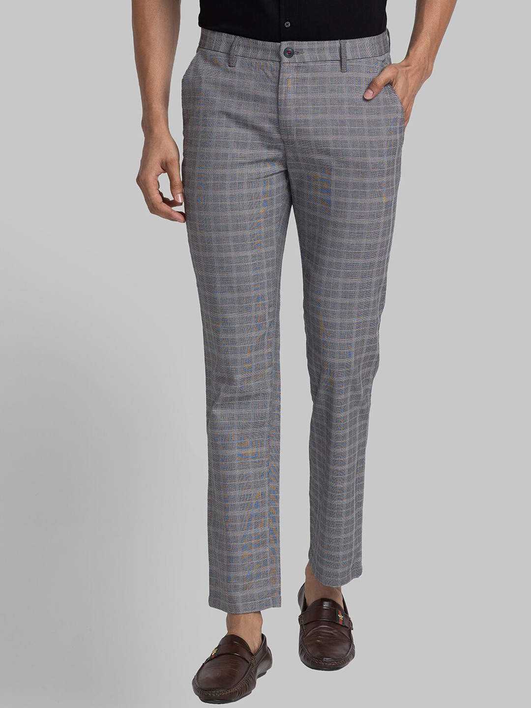 Buy Raymond Men Checked Slim Fit Formal Trousers - Trousers for Men ...