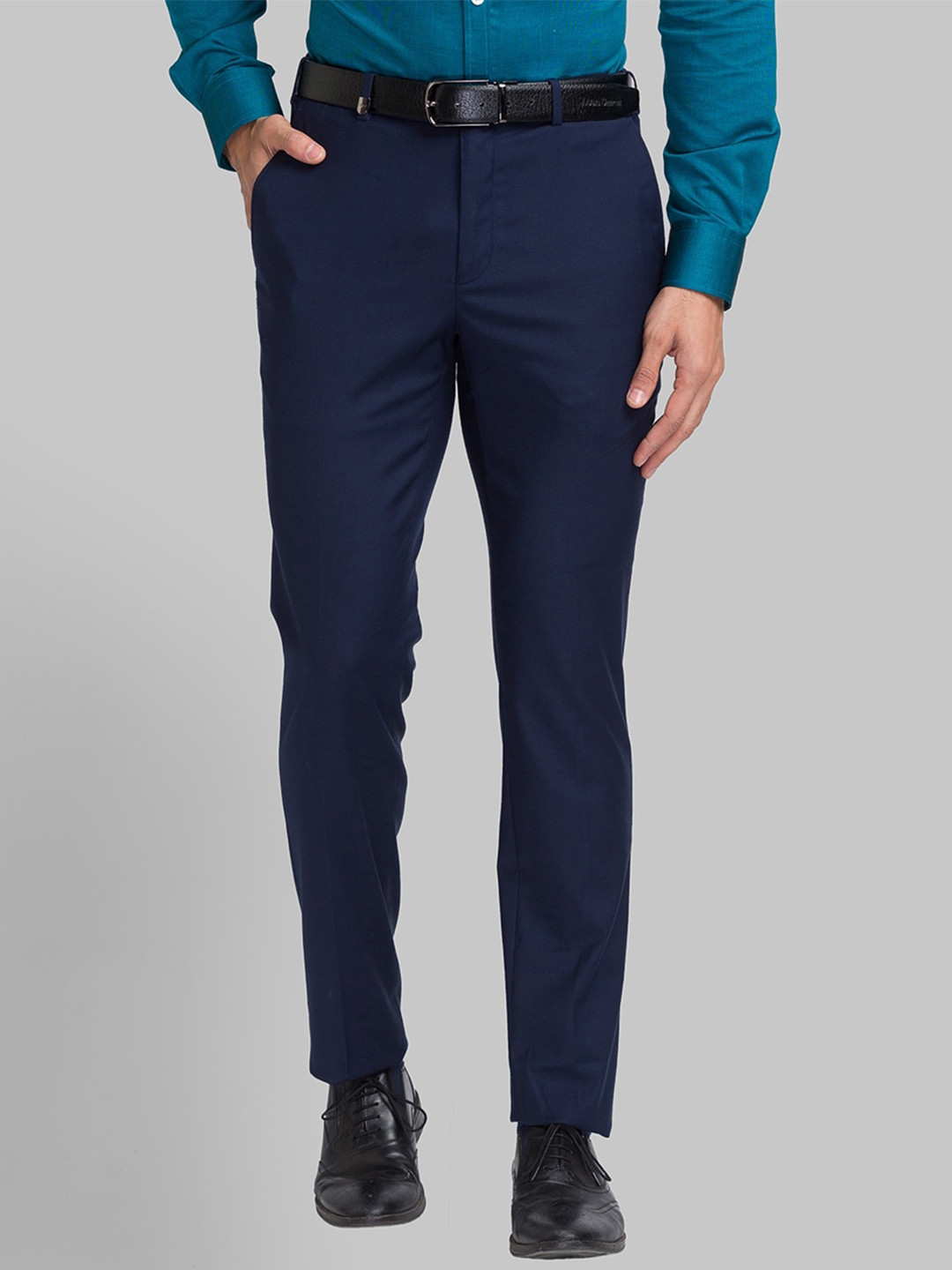 Buy Park Avenue Men Slim Fit Mid Rise Formal Trousers - Trousers for ...