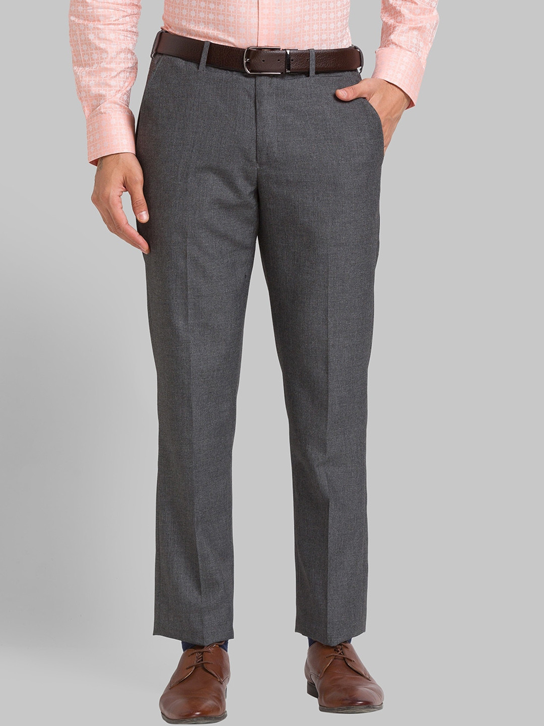 Buy Park Avenue Men Slim Fit Plain Formal Trousers - Trousers for Men ...