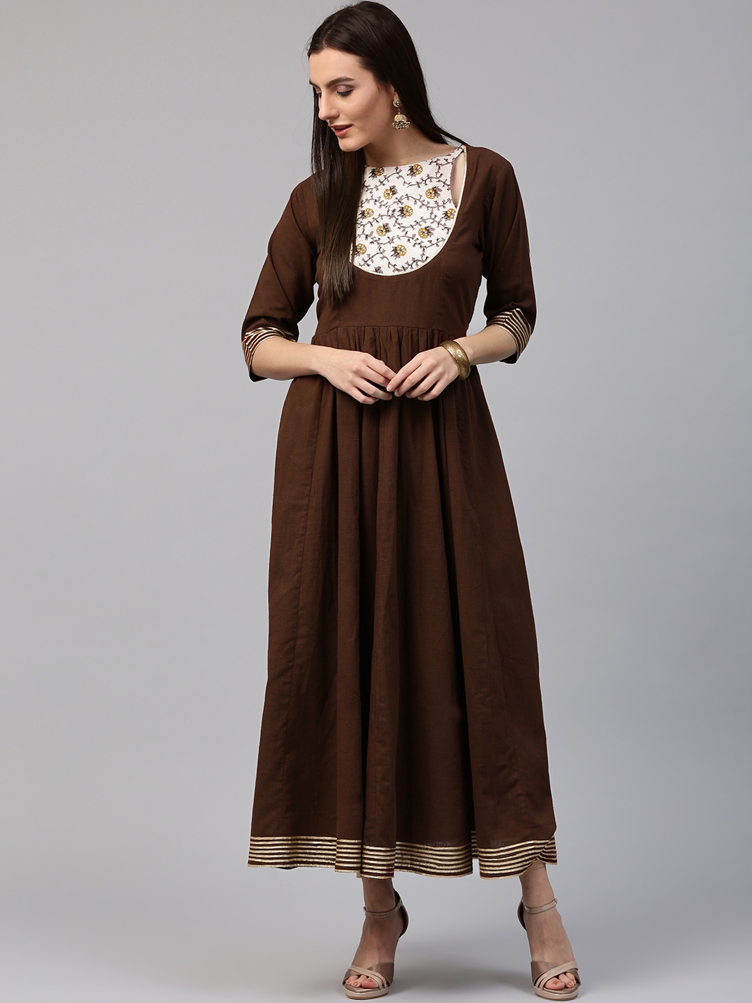 Buy Nayo Women Coffee Brown Solid Anarkali Kurta - Kurtas for Women 2240968 | Myntra