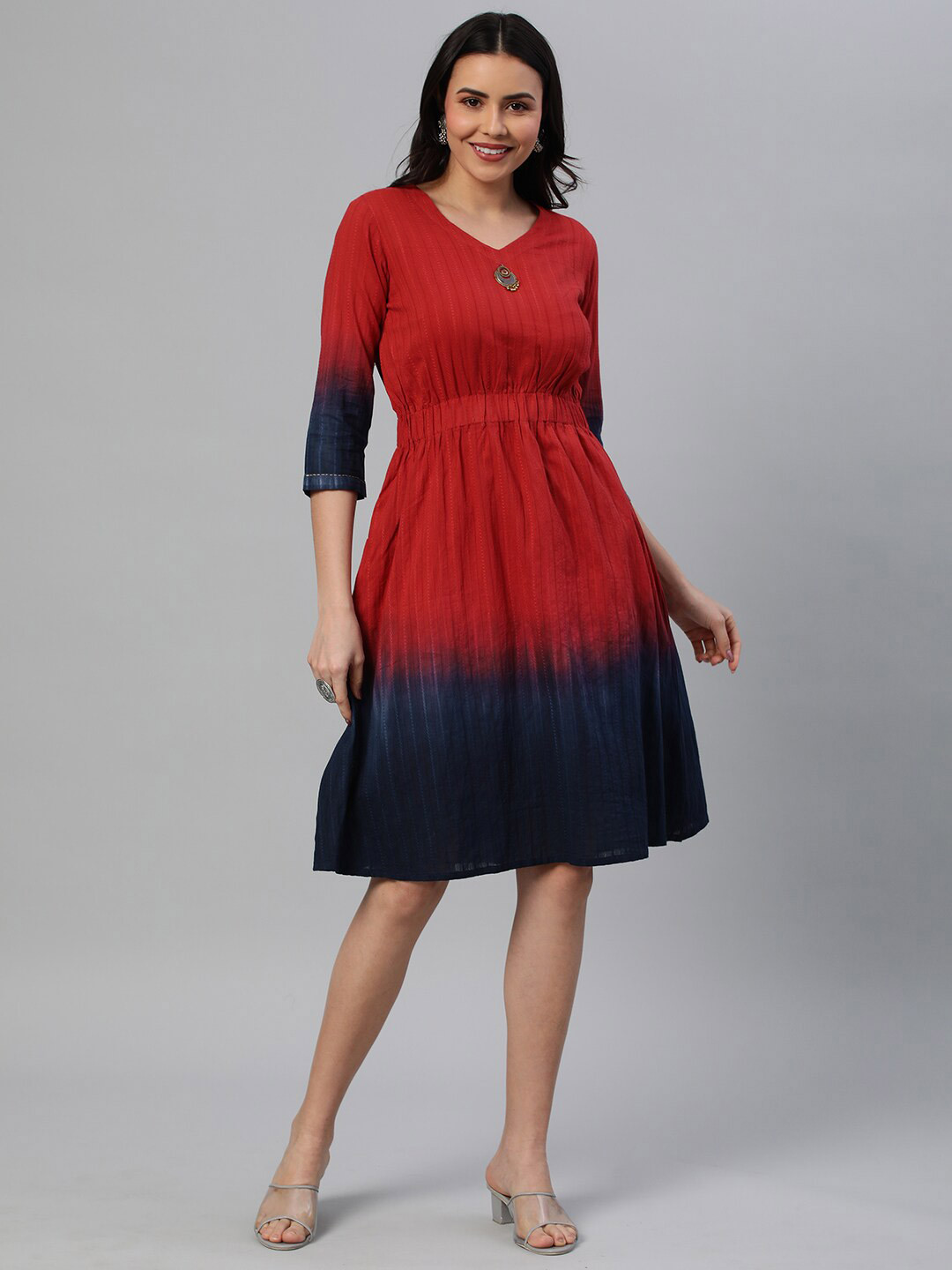 Buy KAMI KUBI Tie And Dye A Line Knee Length Dress Dresses for Women