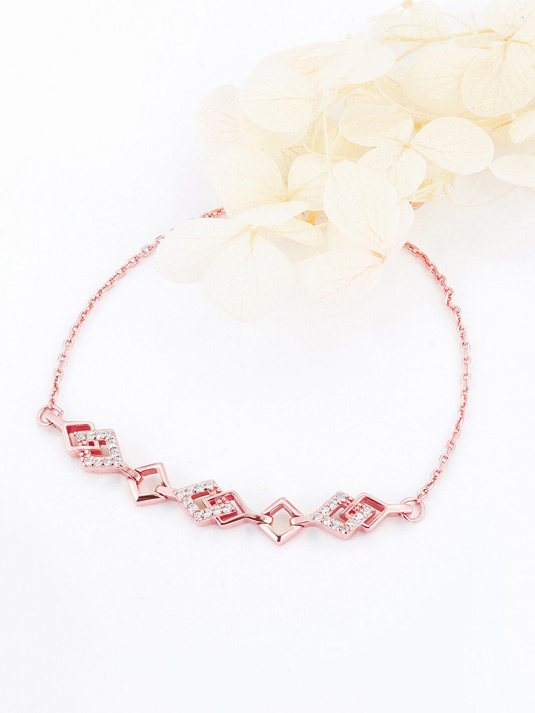 Buy GIVA Women Sterling Silver Cubic Zirconia Rose Gold Plated Link