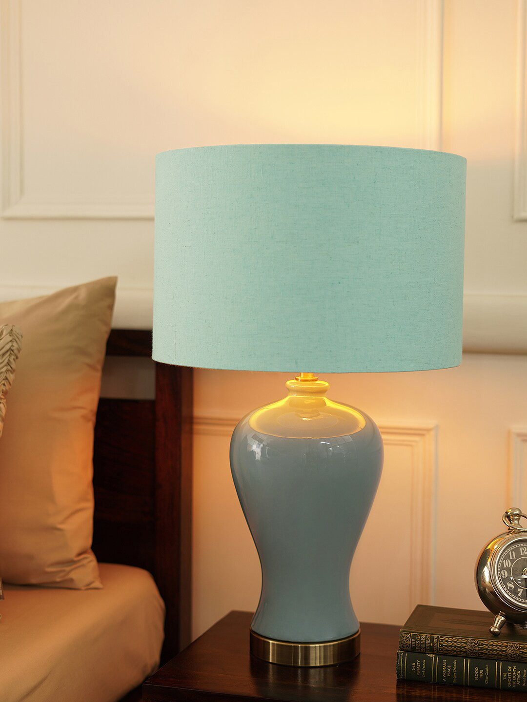 Buy Pure Home And Living Light Blue Ceramic Table Lamp Stand - Table ...
