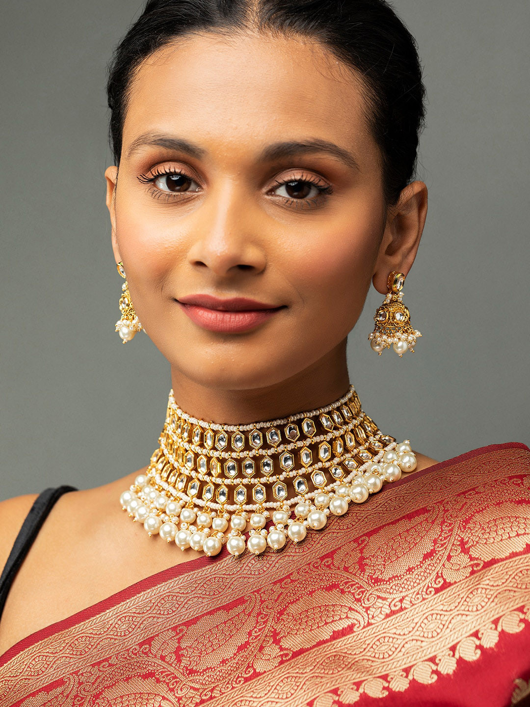 Buy Priyaasi Gold Plated Artificial Beads Studded Jewellery Set