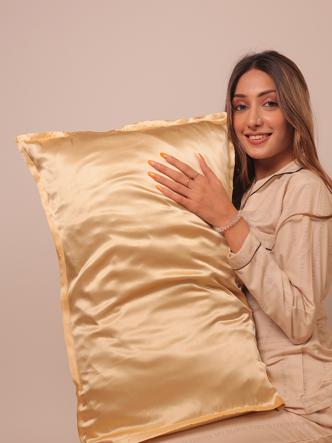 Buy Furbo Gold Toned 2 Pieces Mulberry Silk 92 GSM Pillow Covers