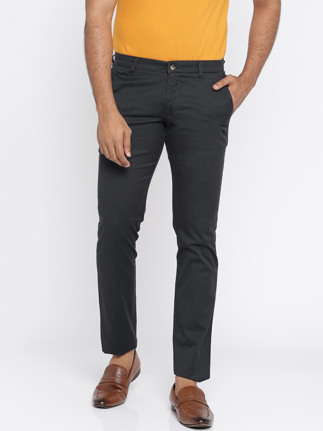 Buy Parx Men Blue Tapered Fit Solid Regular Trousers - Trousers for Men ...