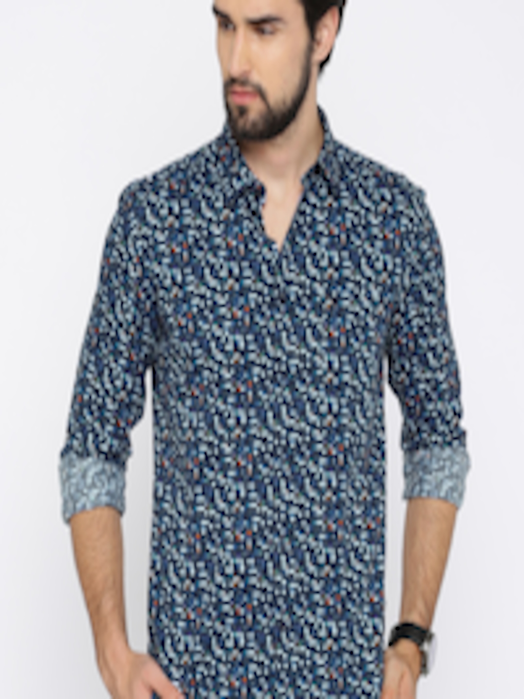 Buy Parx Men Blue Slim Fit Printed Casual Shirt - Shirts for Men ...