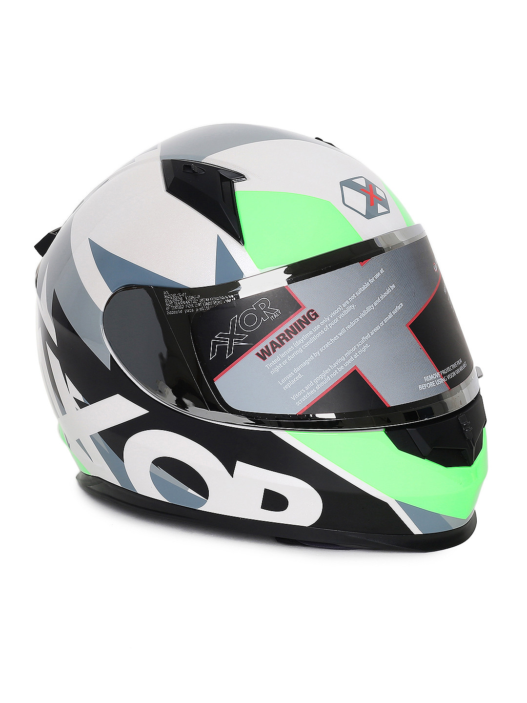 Buy AXOR Men White & Green GLOSS PEARL KTM Full Face Helmet X301 A008