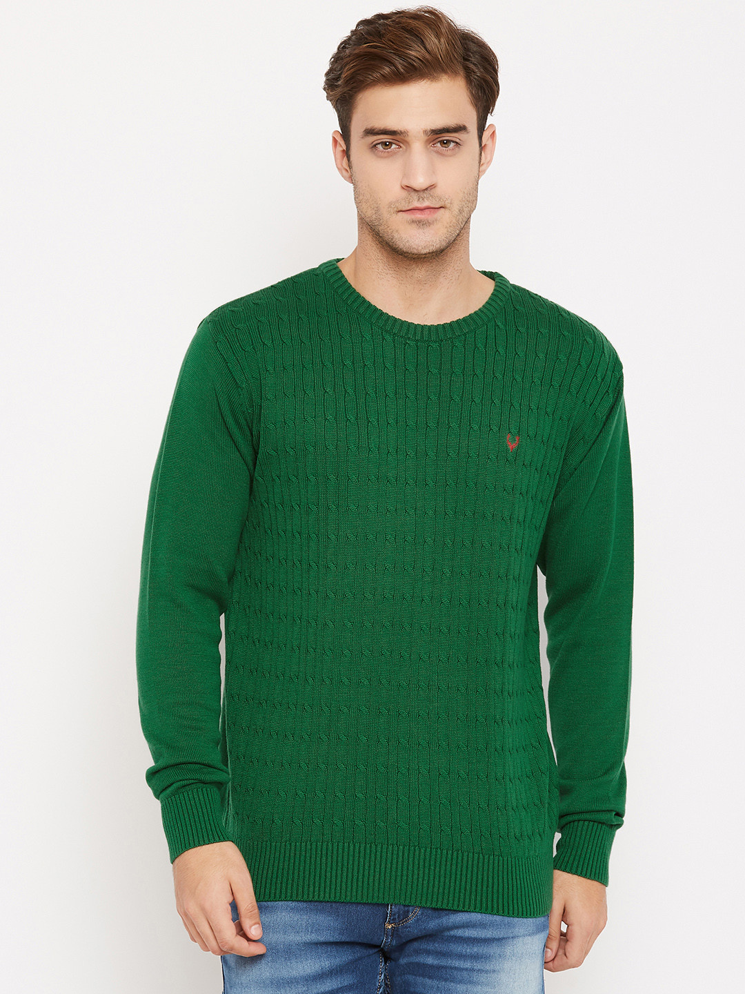 Buy Allen Solly Sport Men Green Cable Knitted Pullover Sweaters for Men 2247821 Myntra