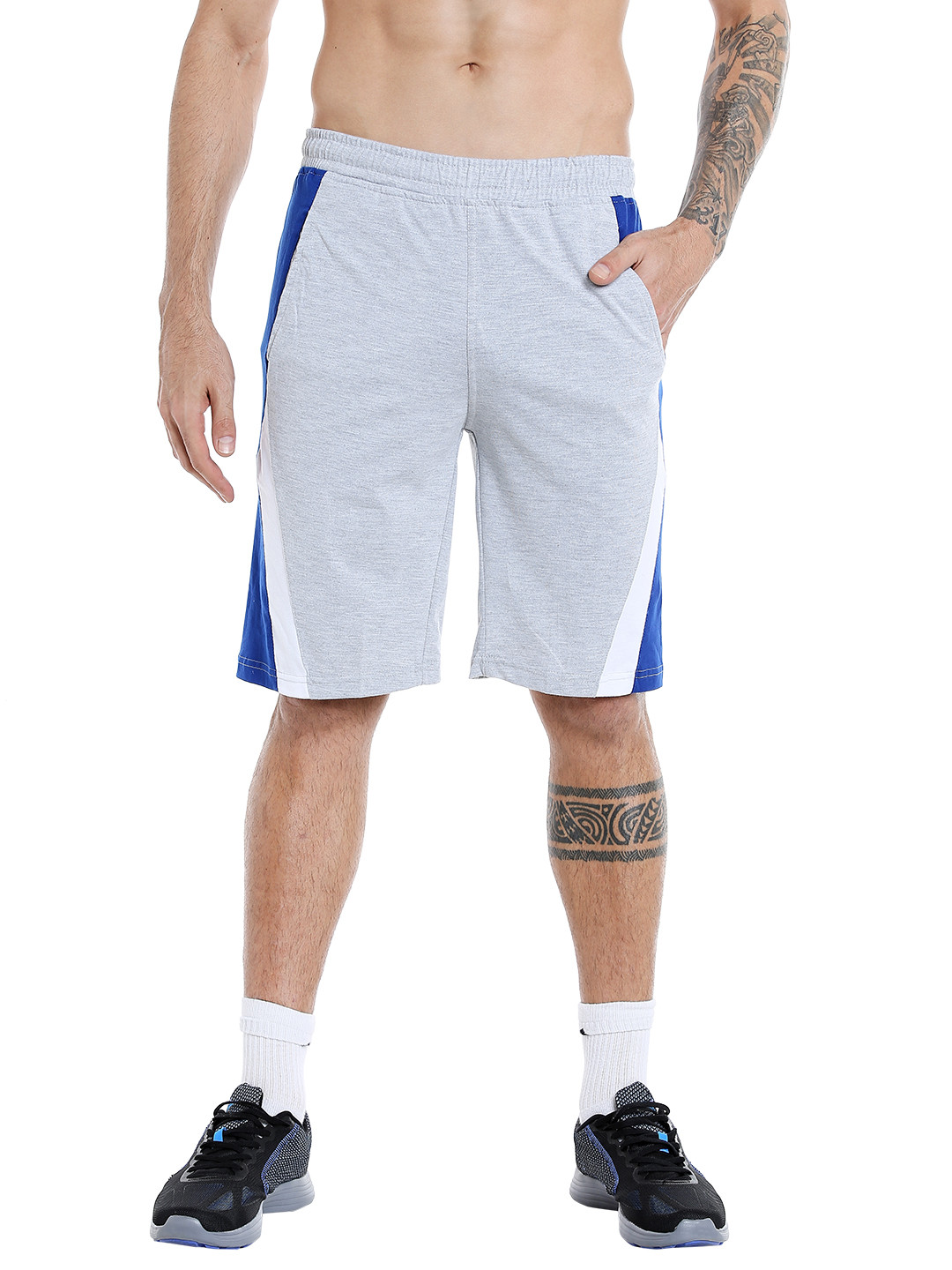 Buy FiTZ Men Grey Melange Solid Regular Fit Sports Shorts Shorts for