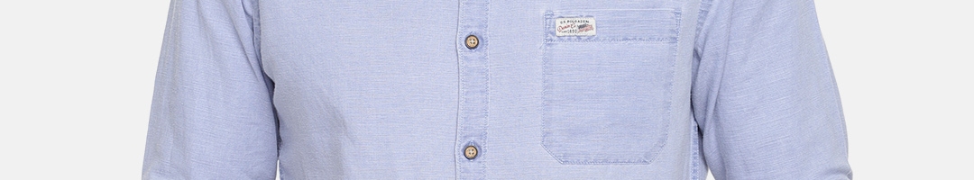 Buy U.S. Polo Assn. Denim Co. Men Blue Regular Fit Solid Casual Shirt ...