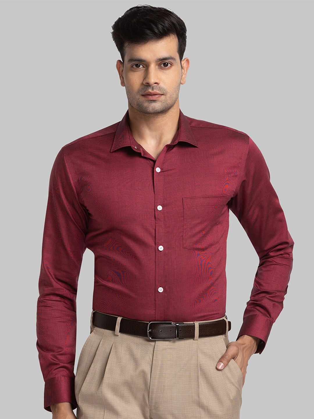 Buy Park Avenue Spread Collar Long Sleeves Organic Cotton Slim Fit ...
