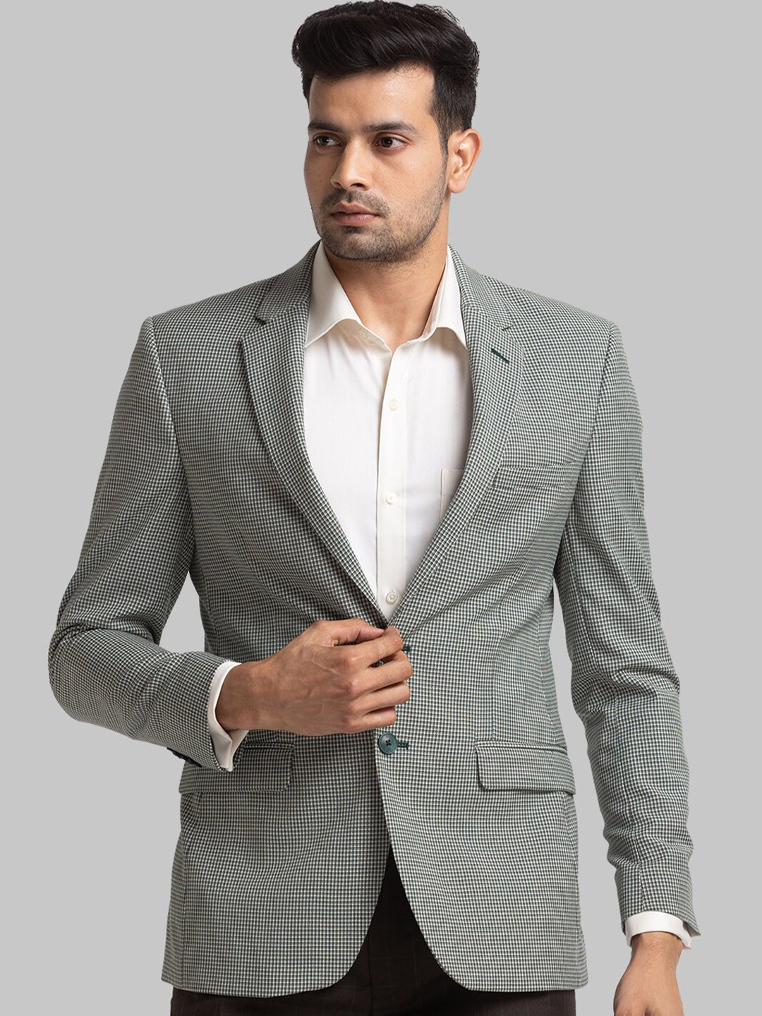 Raymond Contemporary Fit Checked Single-Breasted Formal Blazer main image 1
