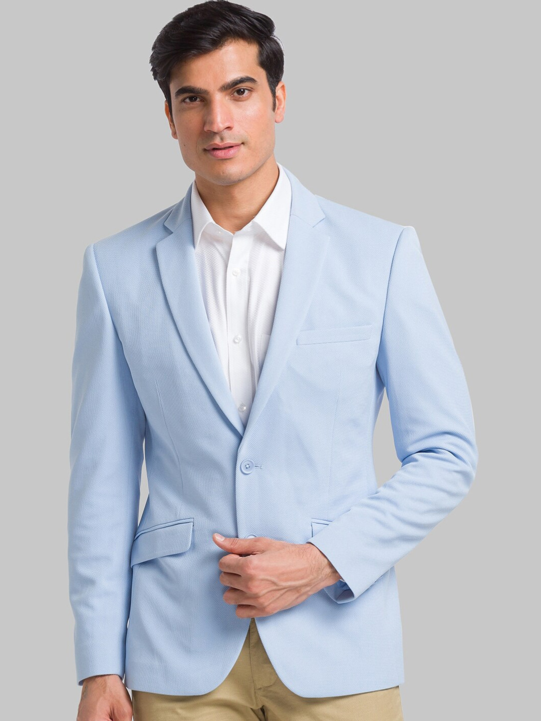 Park Avenue Men Brown Self Design Single Breasted Blazer