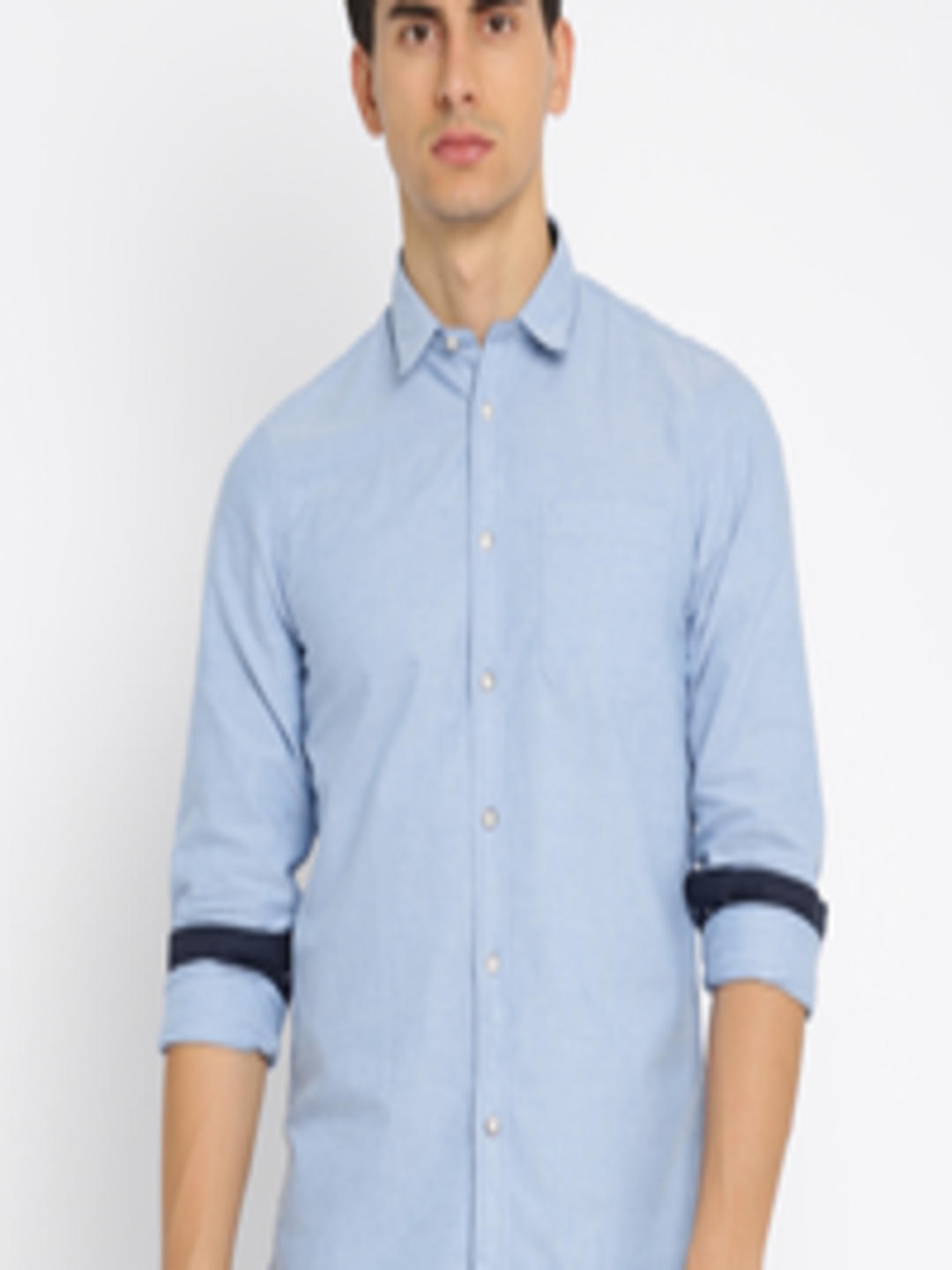 Buy Arrow Blue Jean Co. Men Blue Slim Fit Solid Casual Shirt - Shirts ...