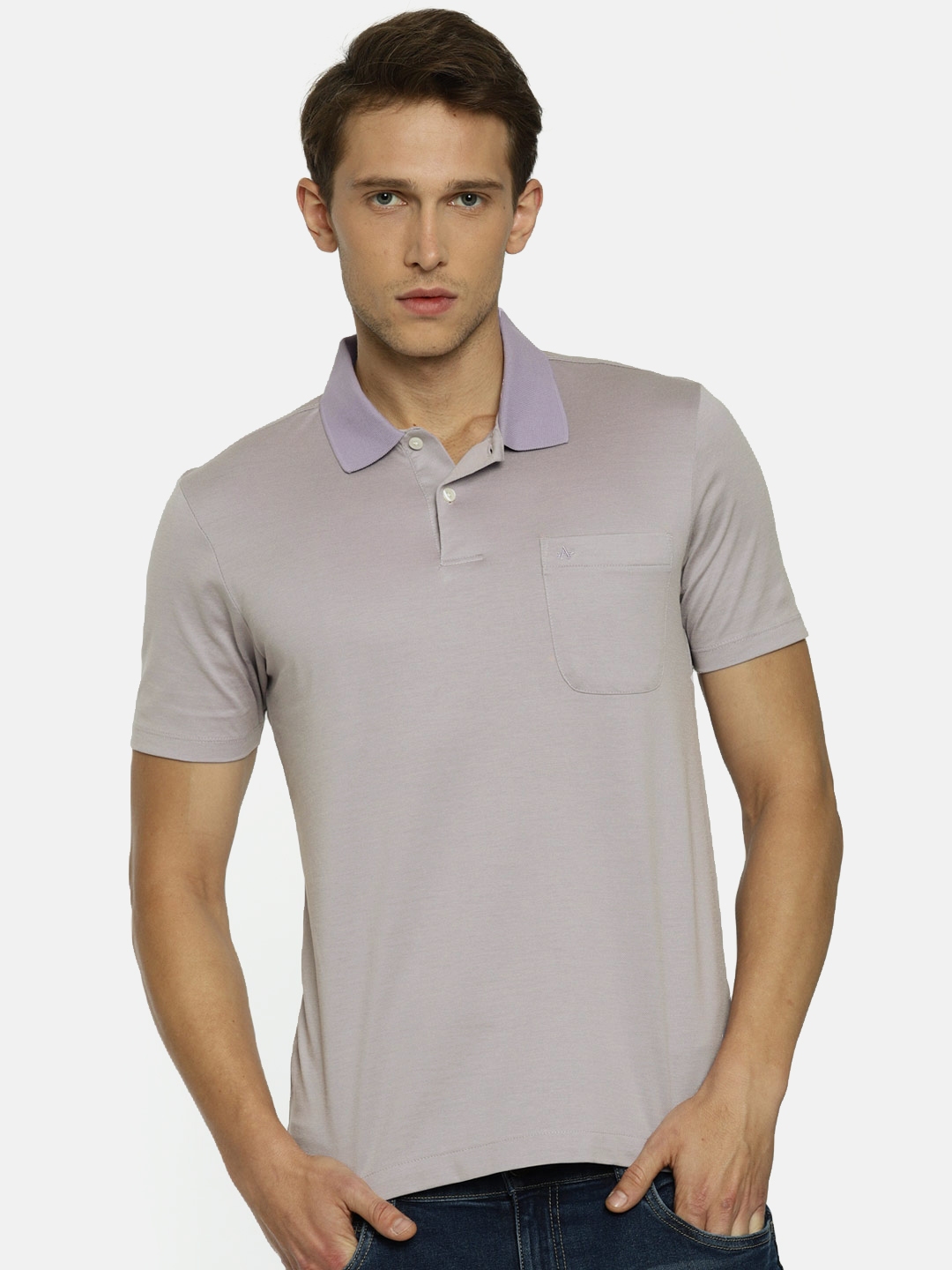 Buy Arrow Men Lavender Solid Polo Collar T Shirt - Tshirts for Men ...