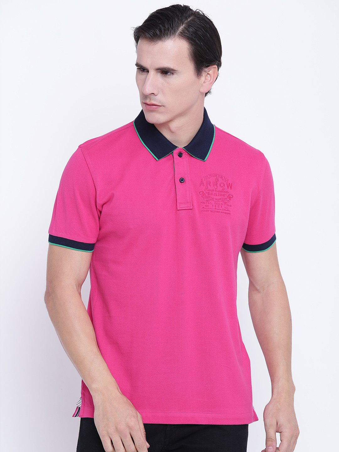 Buy Arrow Sport Men Pink Solid Polo Collar T Shirt Tshirts for Men