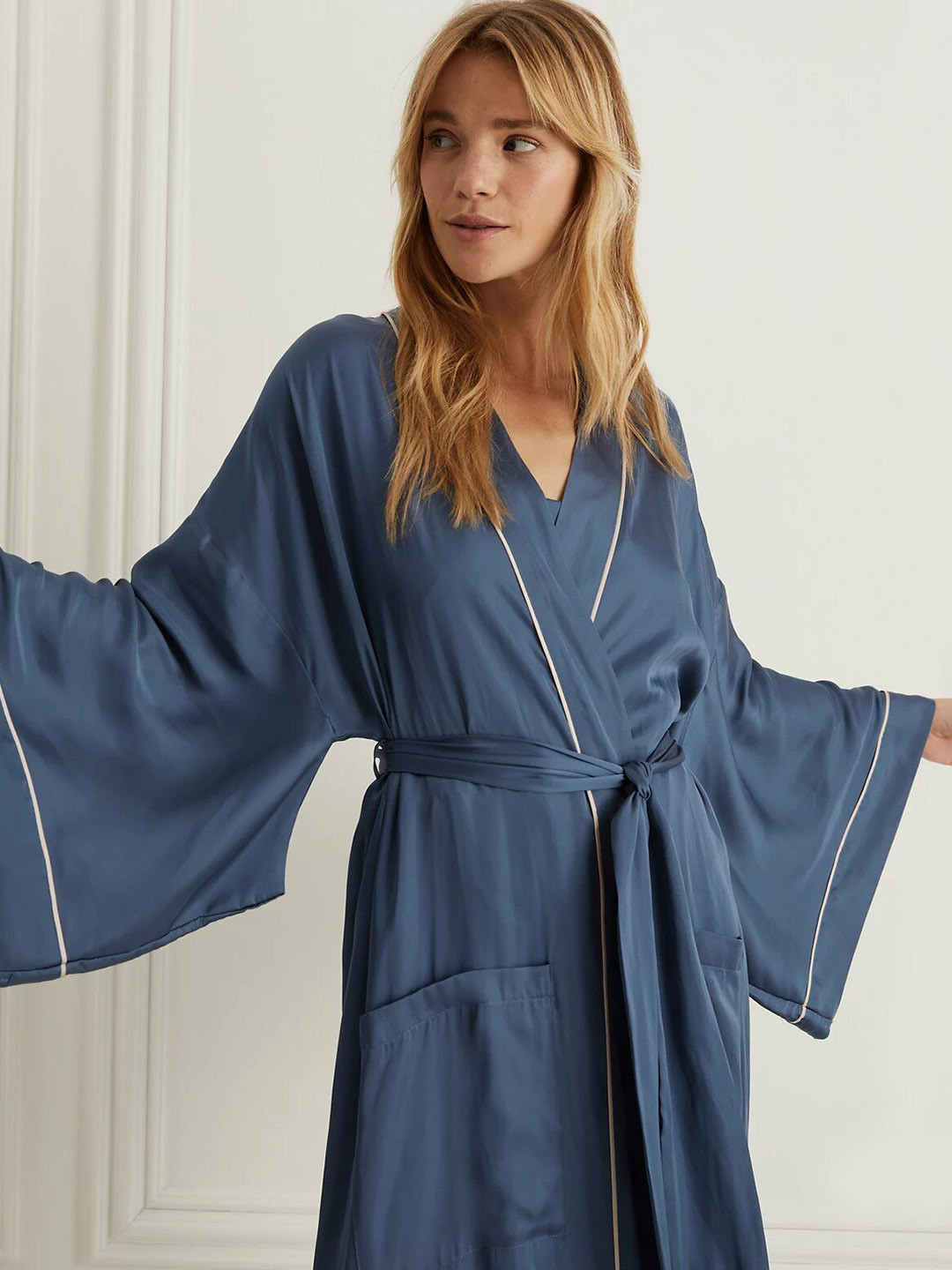 Buy Marks & Spencer Women Long Sleeves Maxi Length Bath Robe Robe for