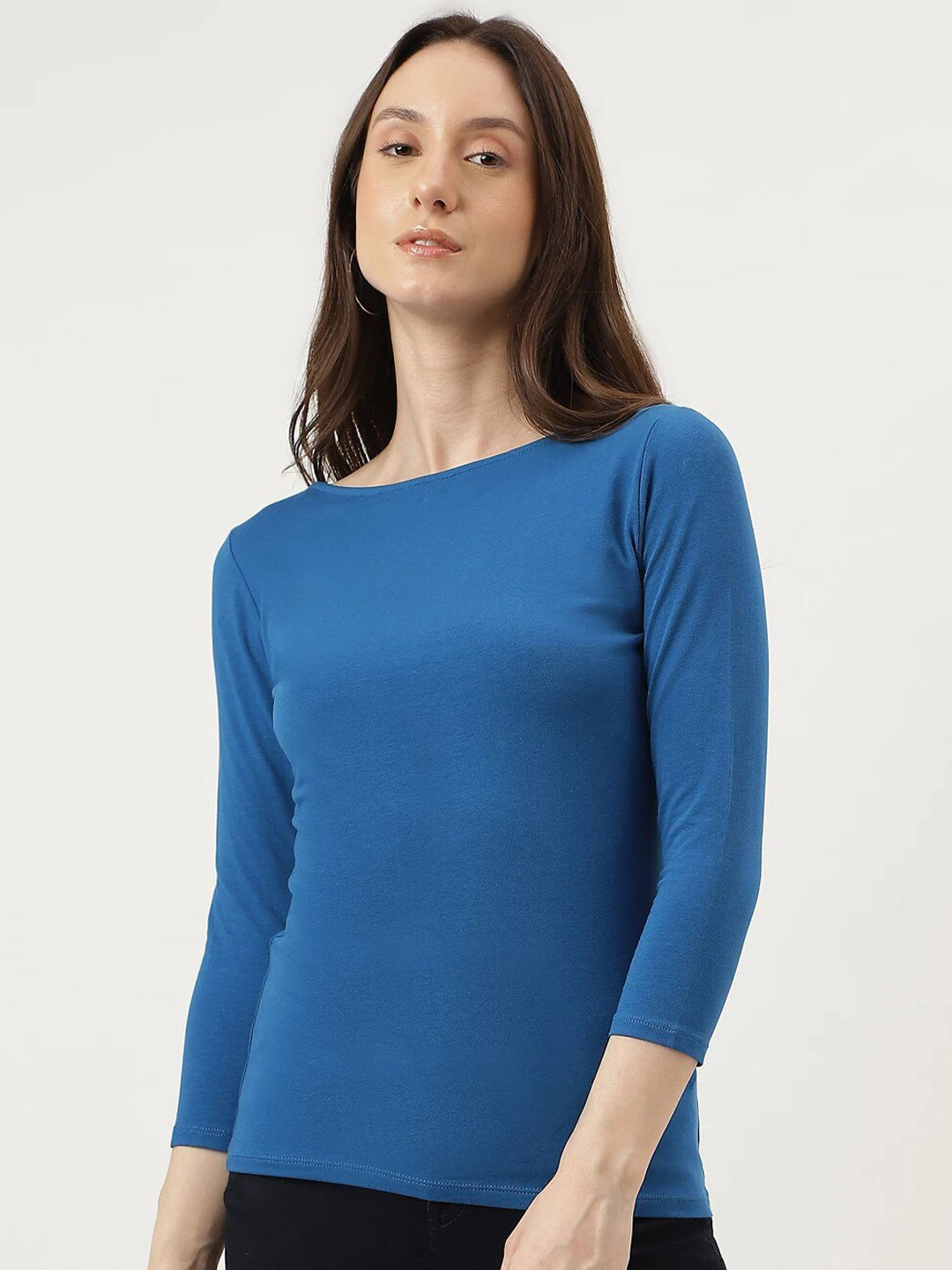 Pocketed Round Neck Three-Quarter Sleeve T-Shirt