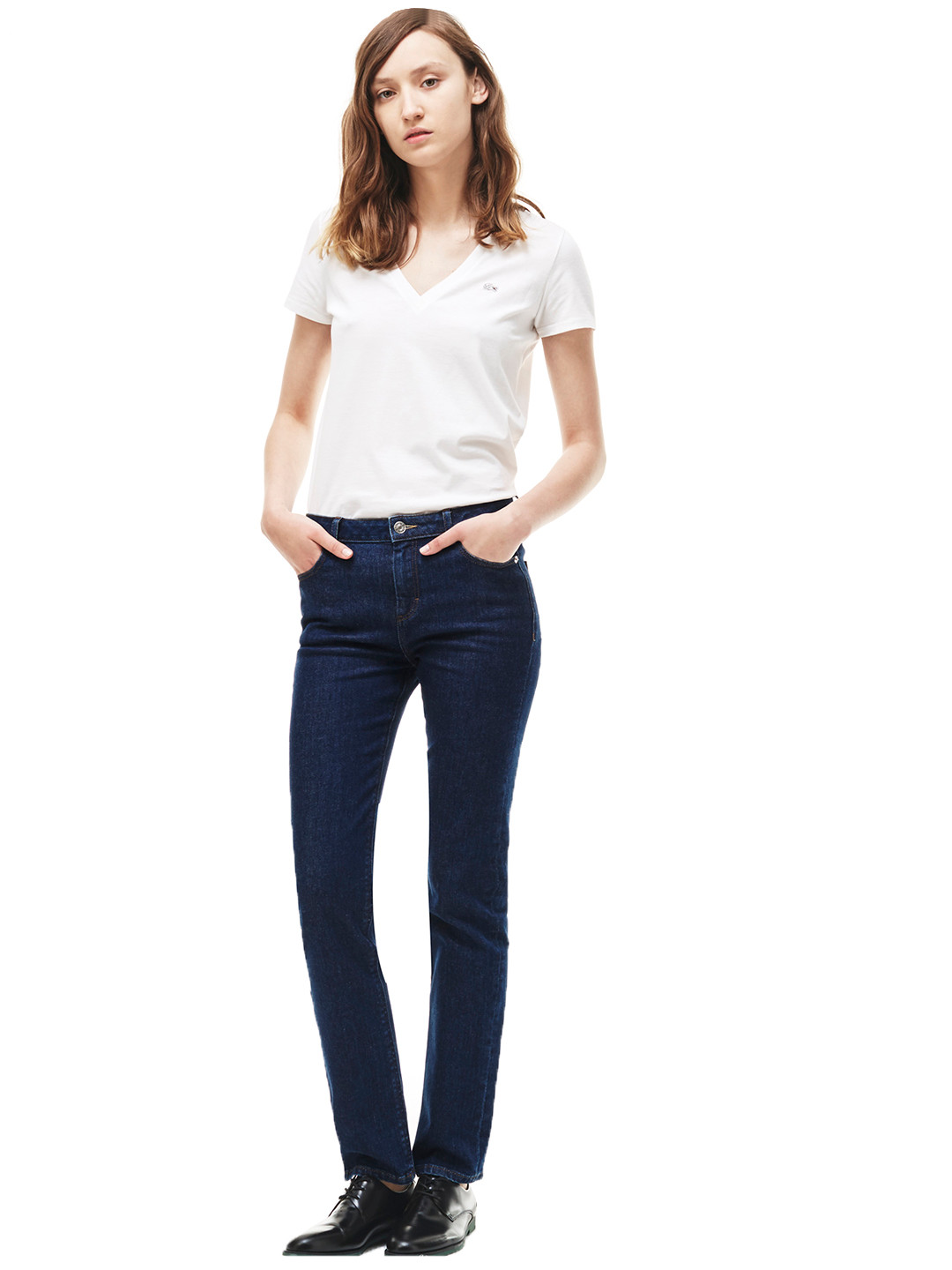 Buy Lacoste Women Blue Slim Fit Mid Rise Clean Look Stretchable Jeans