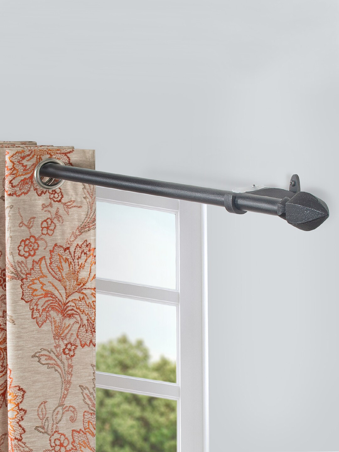 Buy Deco Window Black Extendable Curtain Rods With Brackets - Curtain ...