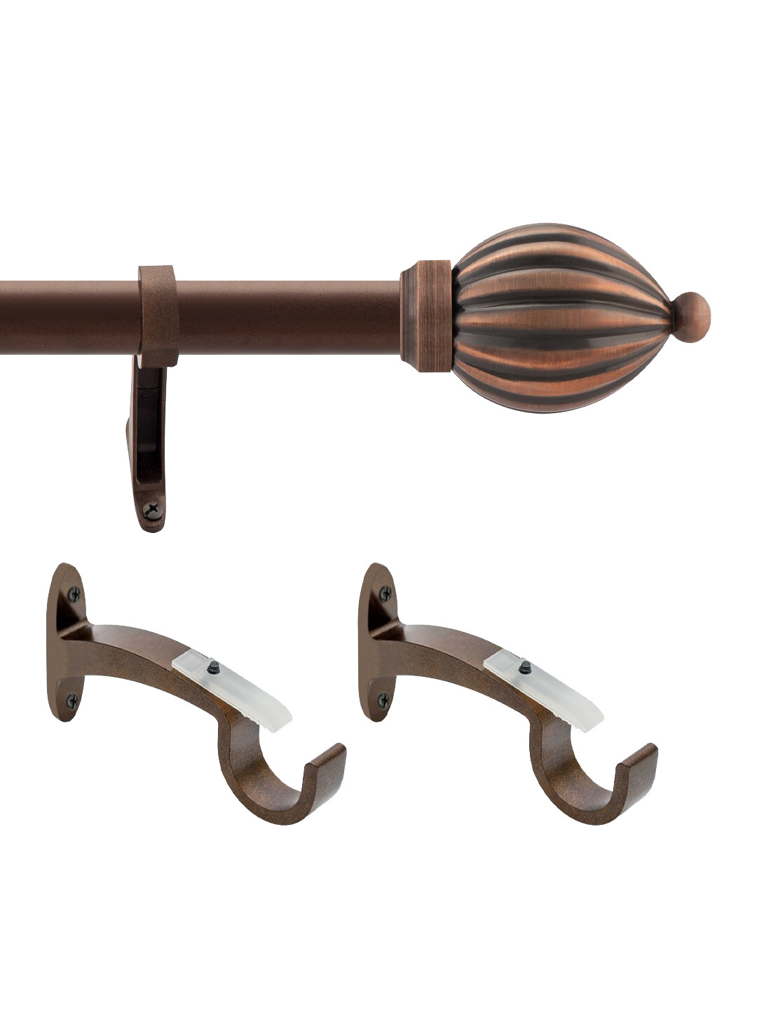 Buy Deco Window Brown Extendable Curtain Rods With Brackets Curtain
