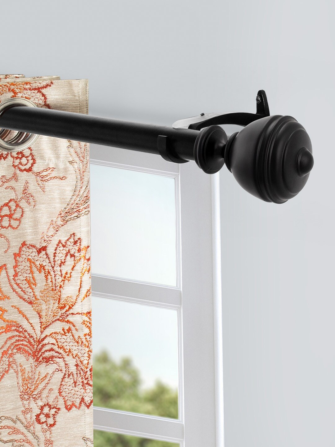 Buy Deco Window Black Extendable Curtain Rods With Brackets Curtain