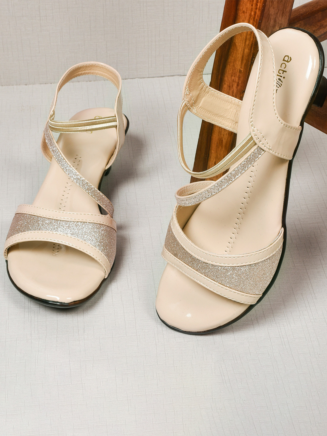 Buy Action Comfort Embellished Open Toe Kitten Heels With Backstrap